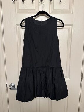 Indibrand | Black Drop-Waist Bubble Skirt Mini Dress